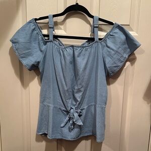 Women's Blue Denim Off-Shoulder Top